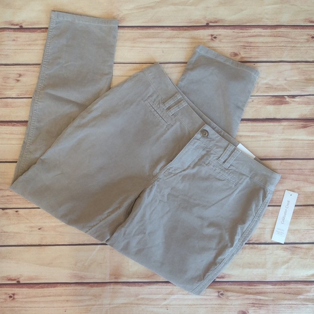 Coldwater Creek Pant City Fit new Taupe Taupe velvet size 12 Petite.